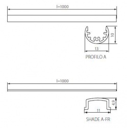 Profile for linear LED modules Kanlux PROFILO A - technical drawing