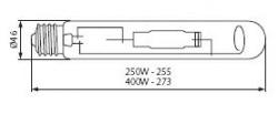 Metal-halide lamp Kanlux MHE-400W/4200K - technical drawing
