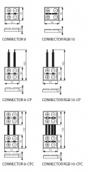 Connector for LED line modules Kanlux CONNECTOR RGB 10-CPC - technical drawing