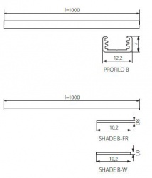 Profile cap for linear LED modules Kanlux STOPPER B - technical drawing
