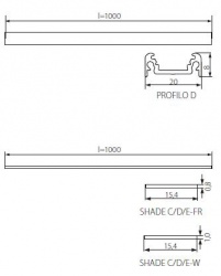 Profile cap for linear LED modules Kanlux STOPPER D - technical drawing