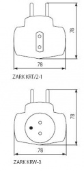 Plug-in branch Kanlux ZARK KRT/2-1 - technical drawing