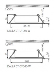 Ceiling lighting point fitting Kanlux DALLA CT-DTL50-W - technical drawing