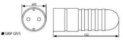 Hermetic plug-in socket Kanlux GRIP GP/S - technical drawing