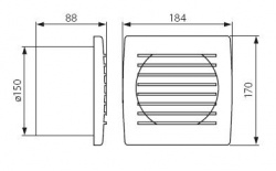 Ducted fan Kanlux CYKLON EOL150B - technical drawing