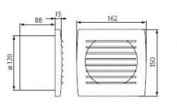 Ducted fan Kanlux CYKLON EOL120T - technical drawing