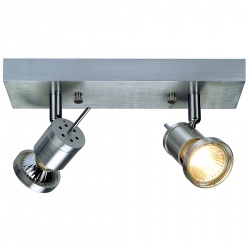 SLV ASTO II wall and ceiling luminaire, alu-brushed, 2x GU10 Spot, max. 75W